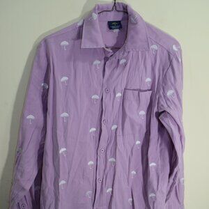 HELAS Allover‎ Umbrella Button Down Long Sleeve Dress Shirt MENS Lavender Purple